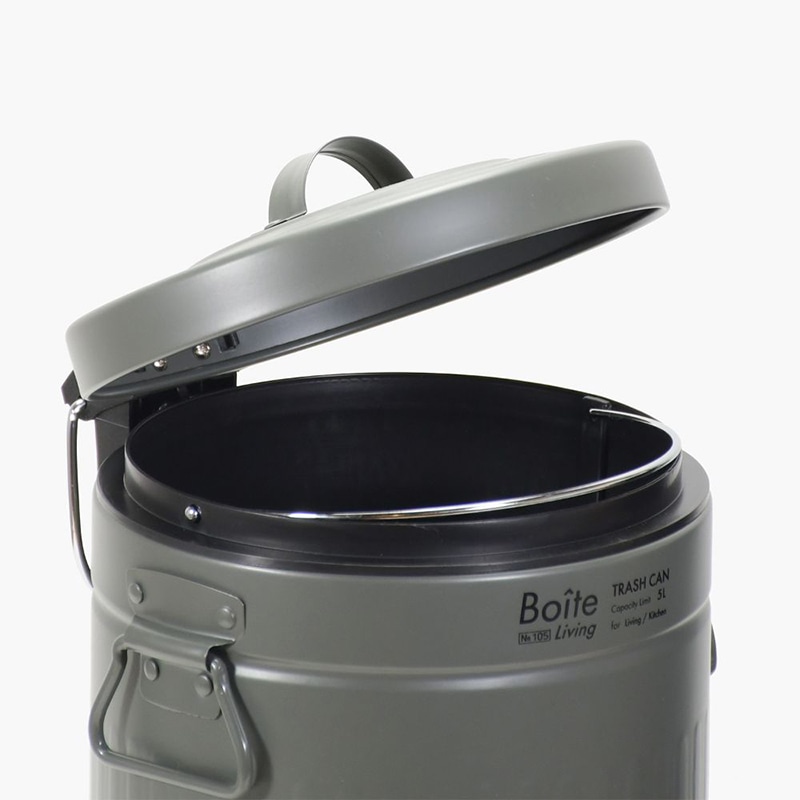 中山福 ゴミ箱 ペダル式 Boite 5L カーキ NQ-0192 1個(ご注文単位1個)【直送品】