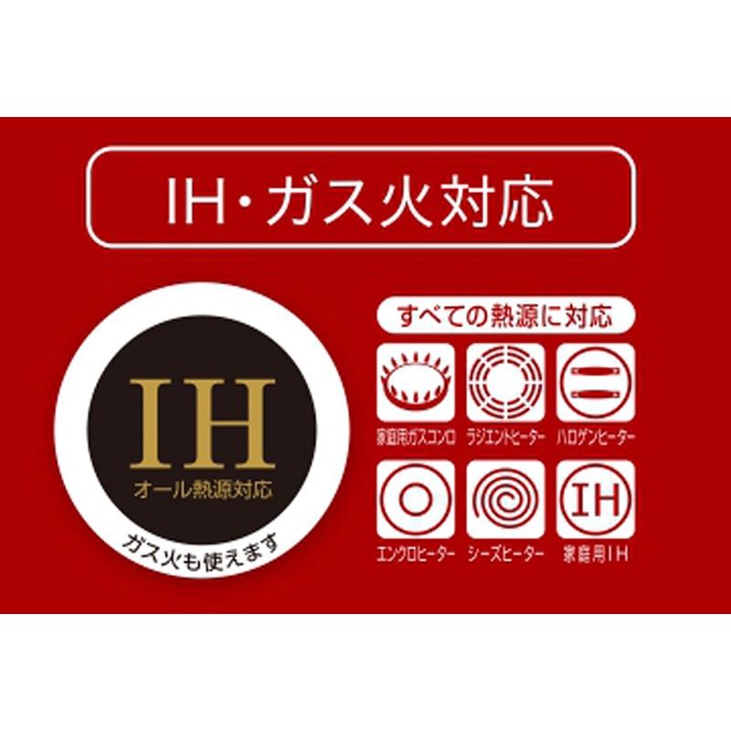 中山福 ホーローポット グロッシー 蓋付 2.0L レッド NQ-0121 1個（ご注文単位1個）【直送品】