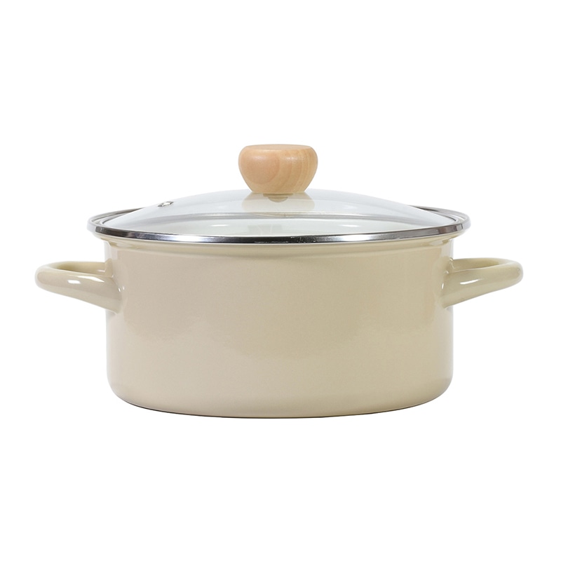 中山福 キャセロール カリーノ IH対応 ガラス蓋付 20cm クリーム NQ-0117 1個（ご注文単位1個）【直送品】