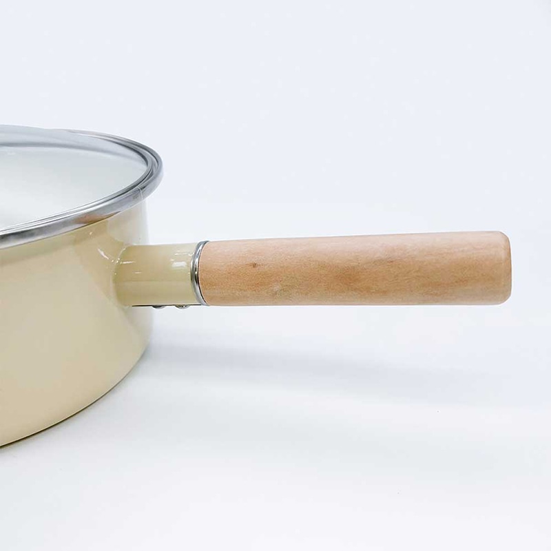 中山福 ソースパン カリーノ IH対応 ガラス蓋付 18cm クリーム NQ-0116 1個(ご注文単位1個)【直送品】