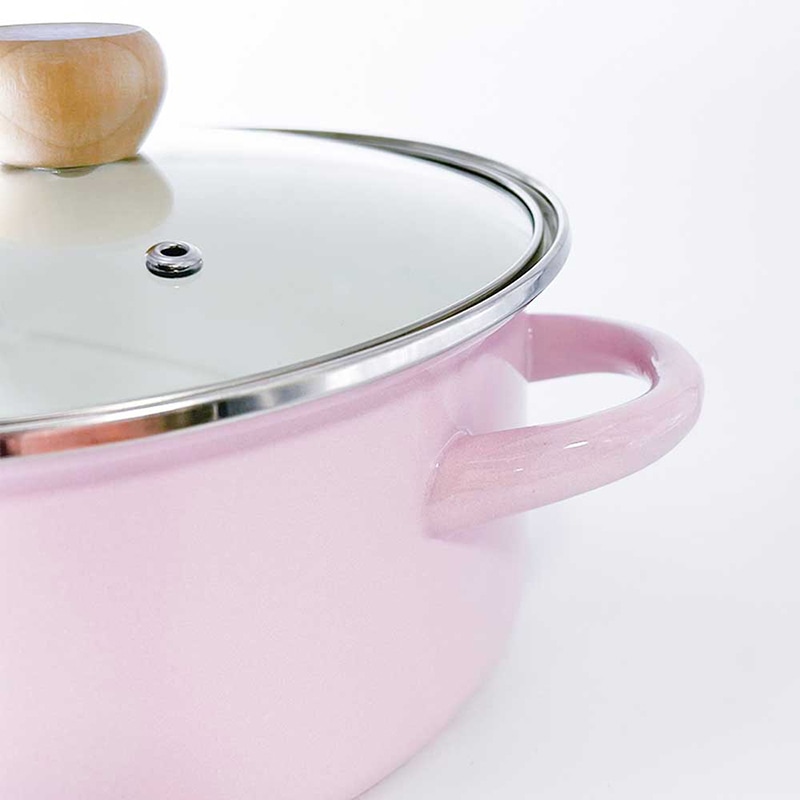 中山福 キャセロール カリーノ IH対応 ガラス蓋付 20cm ピンク NQ-0113 1個(ご注文単位1個)【直送品】