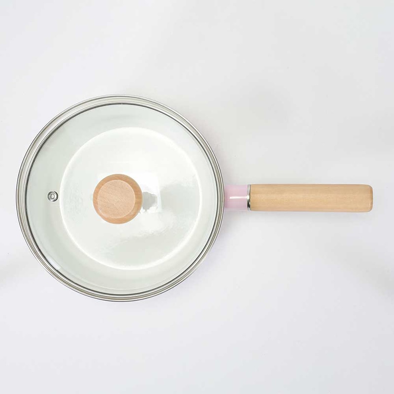 中山福 ソースパン カリーノ IH対応 ガラス蓋付 18cm ピンク NQ-0112 1個（ご注文単位1個）【直送品】