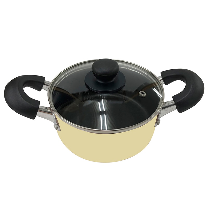 中山福 キャセロール カリーノ IH対応 ガラス蓋付き 16cm クリーム NQ-0106 1個（ご注文単位1個）【直送品】