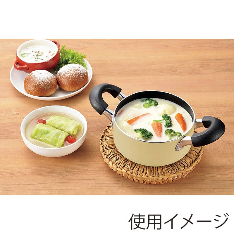 中山福 キャセロール カリーノ IH対応 ガラス蓋付き 16cm クリーム NQ-0106 1個(ご注文単位1個)【直送品】