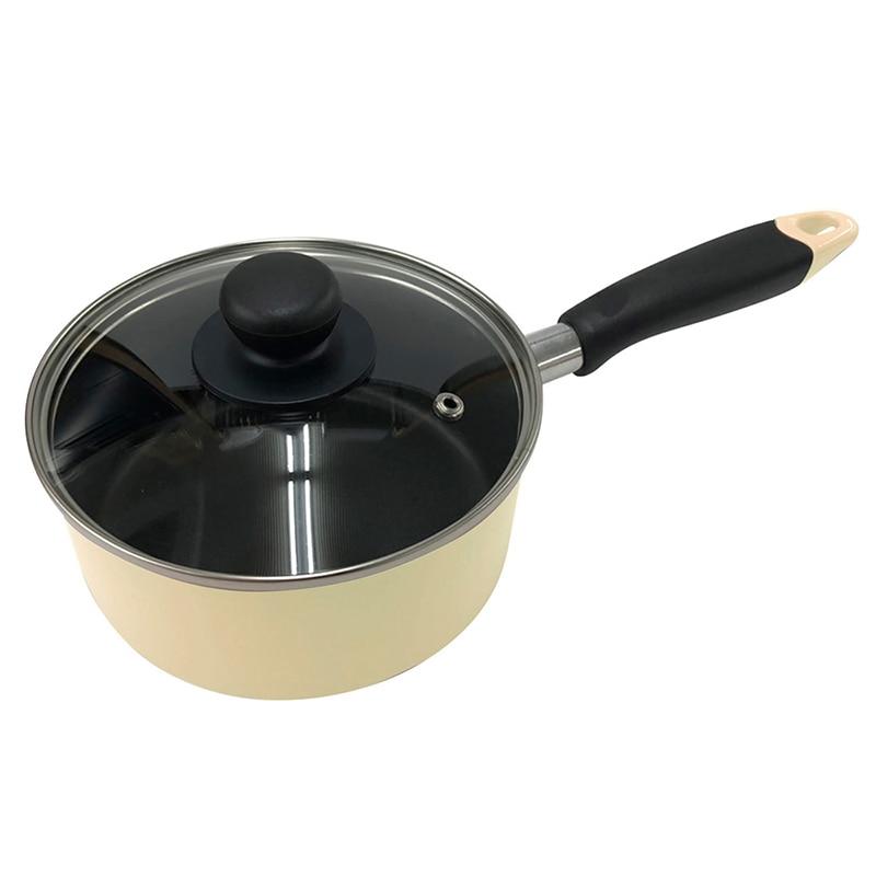 中山福 ソースパン カリーノ IH対応 ガラス蓋付き 16cm クリーム NQ-0105 1個（ご注文単位1個）【直送品】