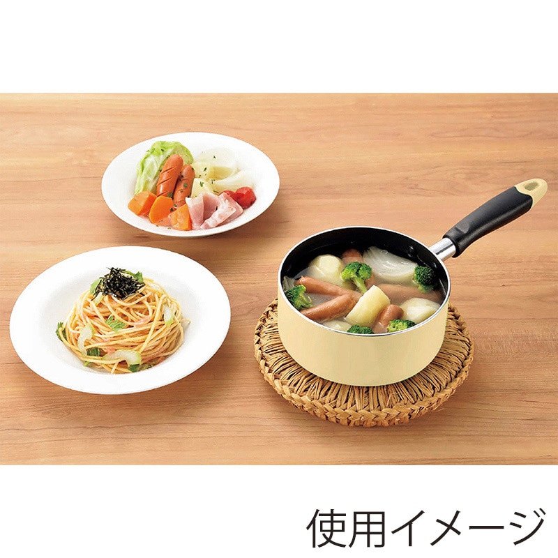 中山福 ソースパン カリーノ IH対応 ガラス蓋付き 16cm クリーム NQ-0105 1個（ご注文単位1個）【直送品】