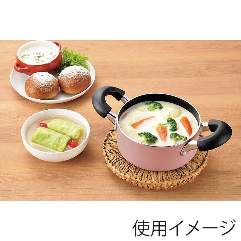 中山福 キャセロール カリーノ IH対応 ガラス蓋付き 16cm ピンク NQ-0101 1個(ご注文単位1個)【直送品】