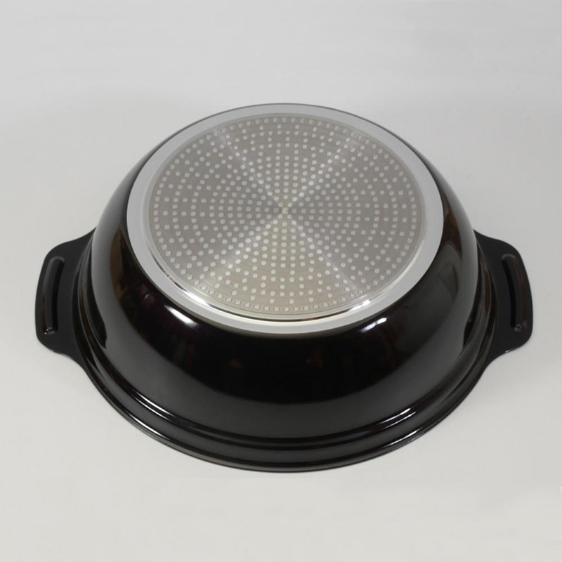 中山福 卓上鍋 セラミック IH ガラス蓋付 28cm ワインレッド NQ-0055 1個(ご注文単位1個)【直送品】