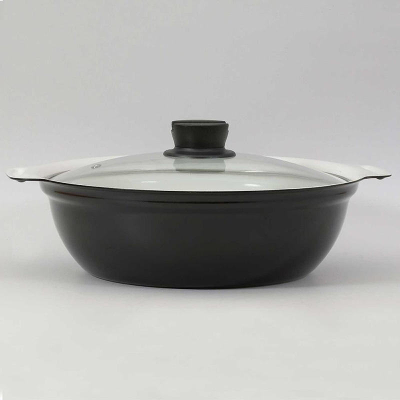 中山福 卓上鍋 セラミック IH ガラス蓋付 26cm ワインレッド NQ-0054 1個（ご注文単位1個）【直送品】