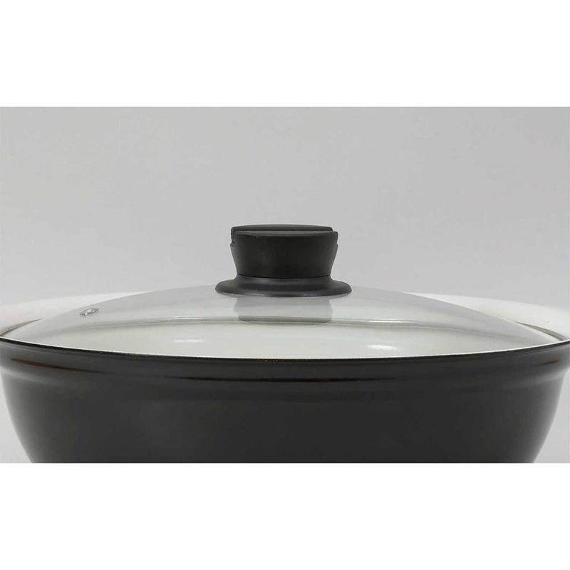 中山福 卓上鍋 セラミック IH ガラス蓋付 26cm ワインレッド NQ-0054 1個（ご注文単位1個）【直送品】