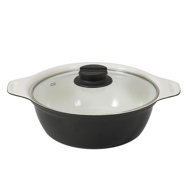 中山福 卓上鍋 セラミック IH ガラス蓋付 20cm ワインレッド NQ-0052 1個（ご注文単位1個）【直送品】