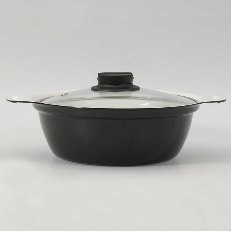 中山福 卓上鍋 セラミック IH ガラス蓋付 20cm ワインレッド NQ-0052 1個（ご注文単位1個）【直送品】