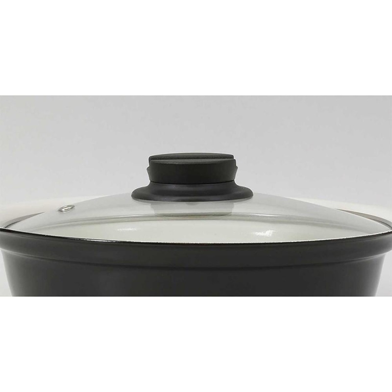 中山福 卓上鍋 セラミック IH ガラス蓋付 20cm ワインレッド NQ-0052 1個（ご注文単位1個）【直送品】