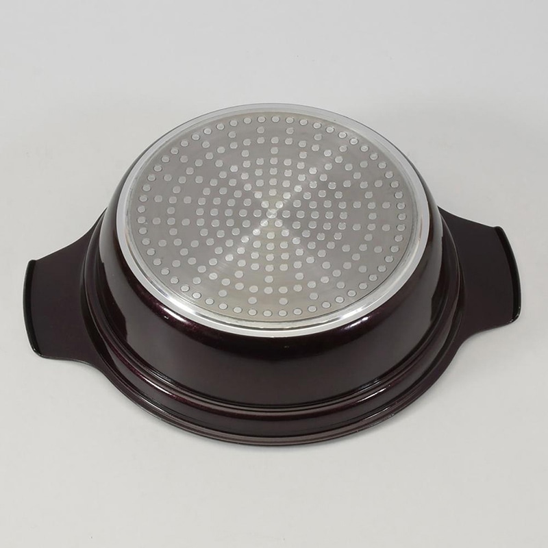 中山福 卓上鍋 セラミック IH ガラス蓋付 16cm ワインレッド NQ-0051 1個（ご注文単位1個）【直送品】