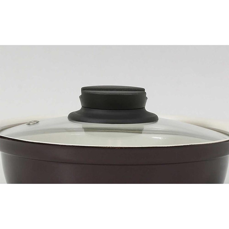 中山福 卓上鍋 セラミック IH ガラス蓋付 16cm ワインレッド NQ-0051 1個（ご注文単位1個）【直送品】