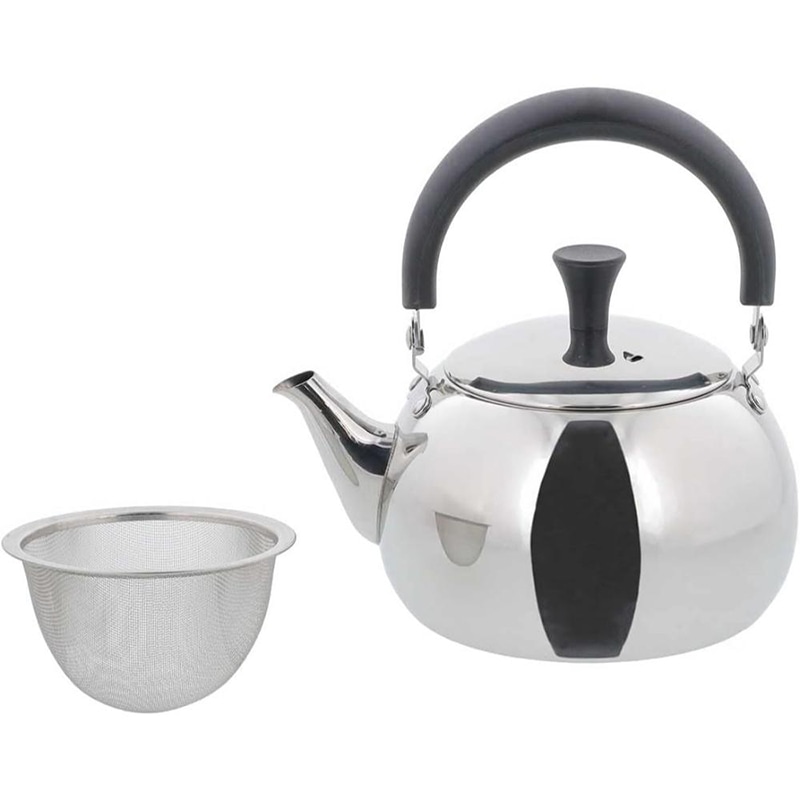 中山福 ステンレス製ティーポット ルテ トップハンドル 1.0L NQ-0024 1個（ご注文単位1個）【直送品】