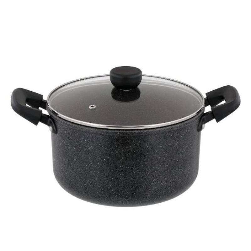 中山福 両手鍋 ライトセンス マーブル ガラス蓋付 IH対応 22cm ダークグレー NM-364 1個（ご注文単位1個）【直送品】