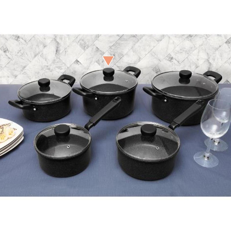 中山福 両手鍋 ライトセンス マーブル ガラス蓋付 IH対応 22cm ダークグレー NM-364 1個(ご注文単位1個)【直送品】