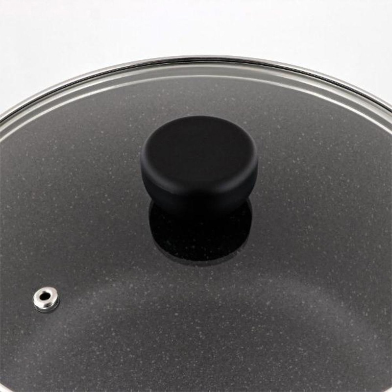 中山福 両手鍋 ライトセンス マーブル ガラス蓋付 IH対応 22cm ダークグレー NM-364 1個(ご注文単位1個)【直送品】