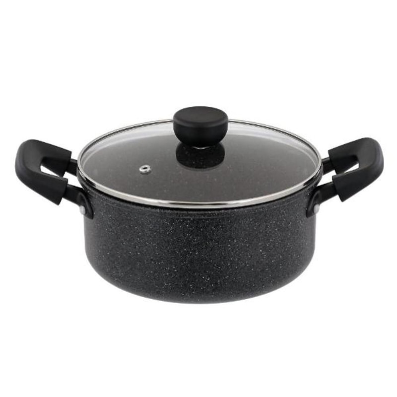 中山福 両手鍋 ライトセンス マーブル ガラス蓋付 IH対応 20cm ダークグレー NM-363 1個（ご注文単位1個）【直送品】