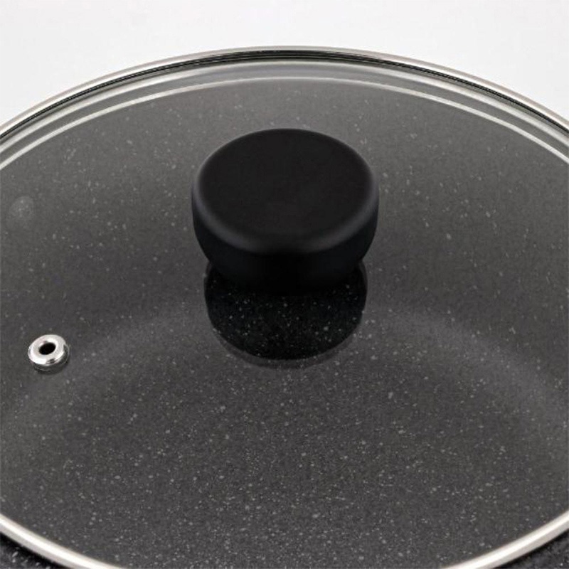 中山福 両手鍋 ライトセンス マーブル ガラス蓋付 IH対応 20cm ダークグレー NM-363 1個（ご注文単位1個）【直送品】