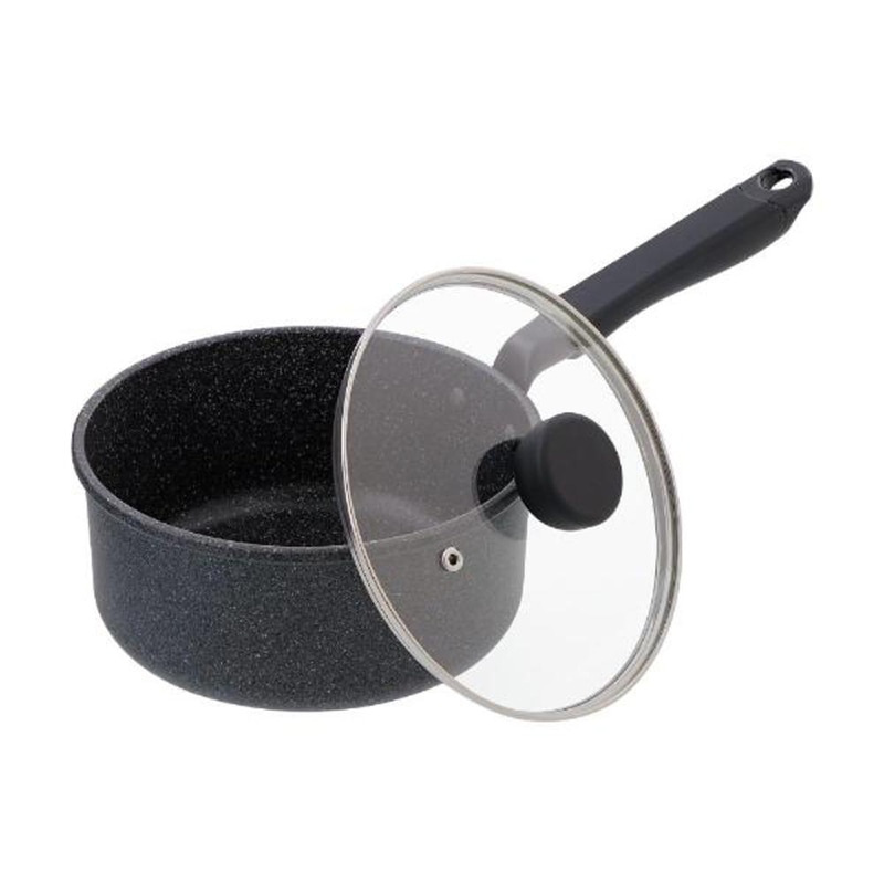 中山福 片手鍋 ライトセンス マーブル ガラス蓋付 IH対応 18cm ダークグレー NM-362 1個(ご注文単位1個)【直送品】