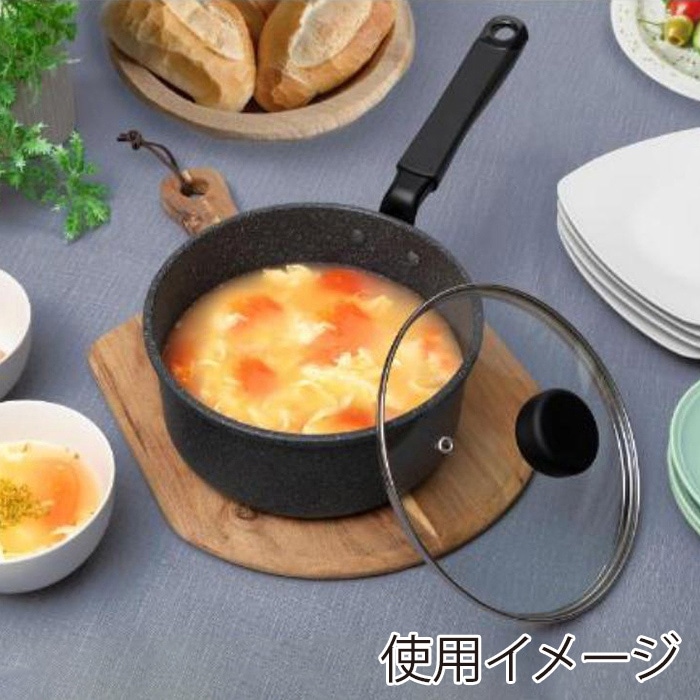 中山福 片手鍋 ライトセンス マーブル ガラス蓋付 IH対応 18cm ダークグレー NM-362 1個(ご注文単位1個)【直送品】