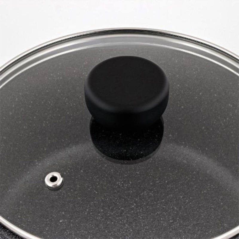 中山福 片手鍋 ライトセンス マーブル ガラス蓋付 IH対応 18cm ダークグレー NM-362 1個(ご注文単位1個)【直送品】