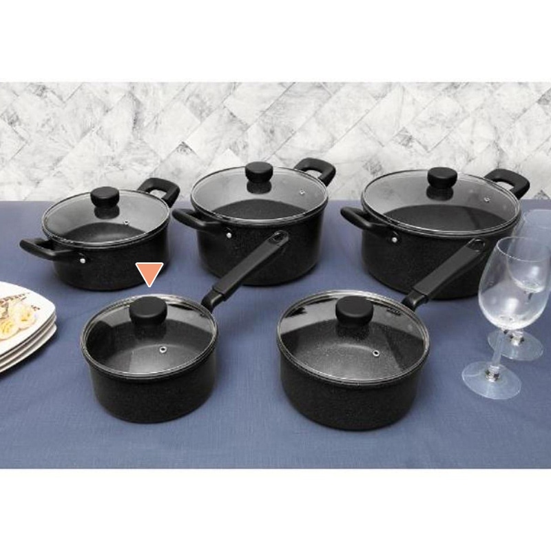 中山福 片手鍋 ライトセンス マーブル ガラス蓋付 IH対応 16cm ダークグレー NM-361 1個(ご注文単位1個)【直送品】