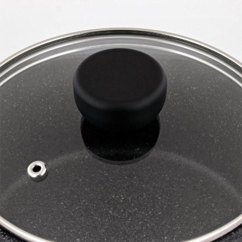 中山福 片手鍋 ライトセンス マーブル ガラス蓋付 IH対応 16cm ダークグレー NM-361 1個(ご注文単位1個)【直送品】