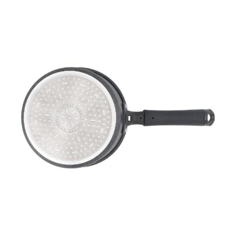 中山福 片手鍋 ライトセンス マーブル ガラス蓋付 IH対応 16cm ダークグレー NM-361 1個(ご注文単位1個)【直送品】