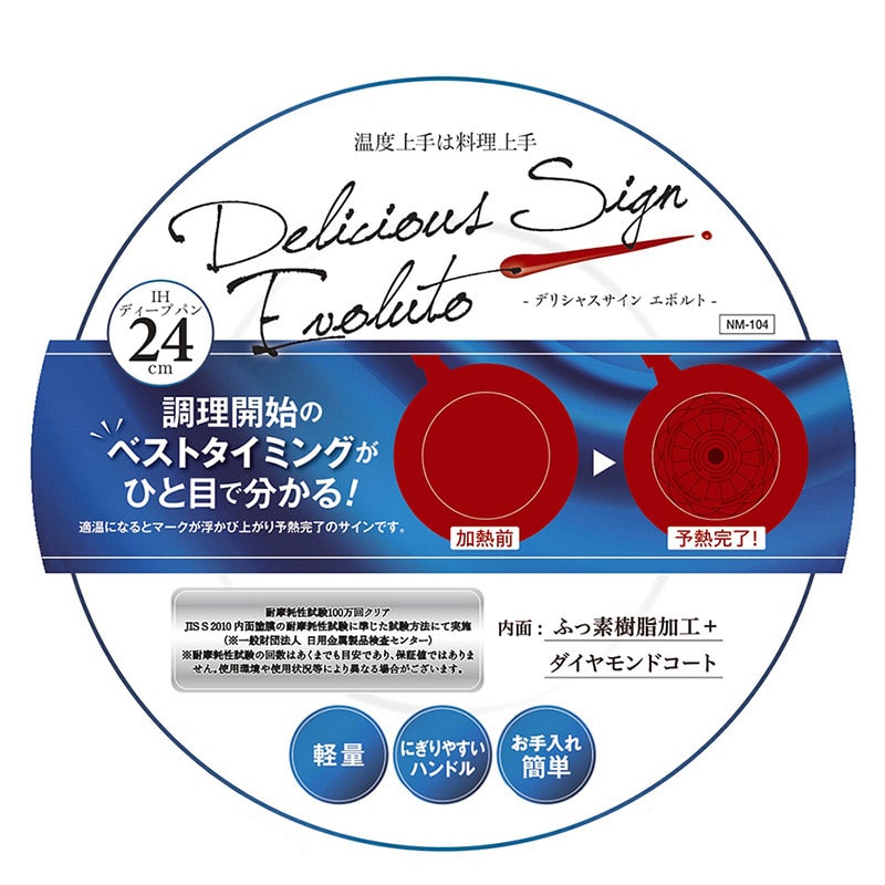中山福 ディープパン デリシャスサインエボルト IH 24cm レッド NM-104 1個（ご注文単位1個）【直送品】