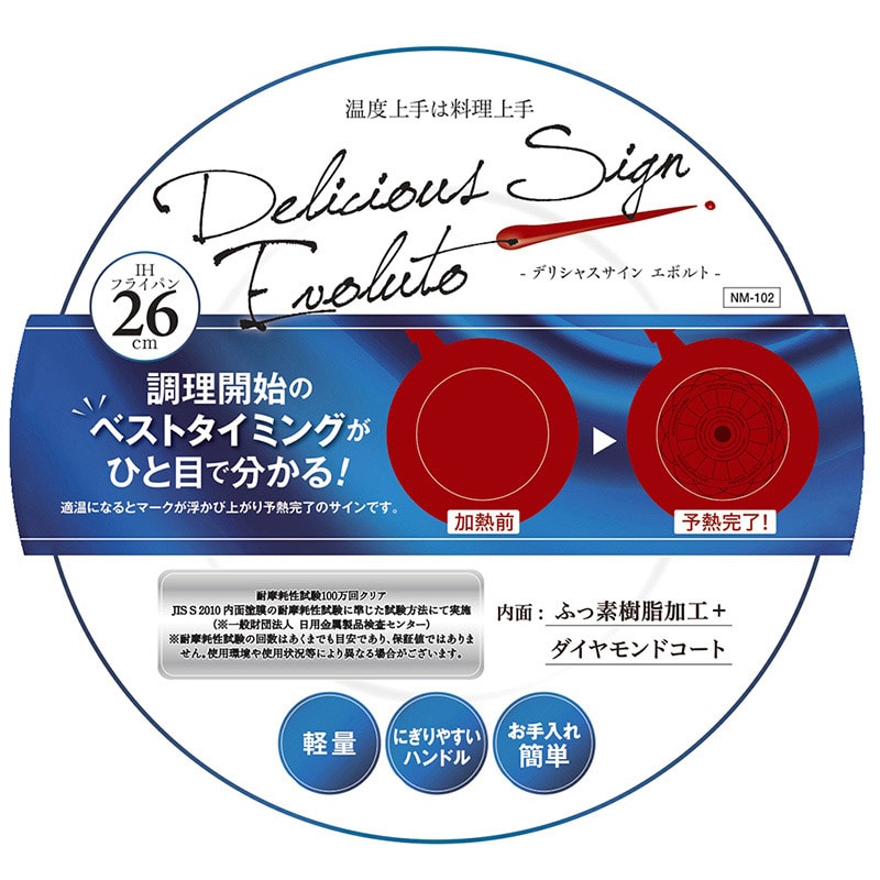 中山福 フライパン デリシャスサインエボルト IH 26cm レッド NM-102 1個（ご注文単位1個）【直送品】