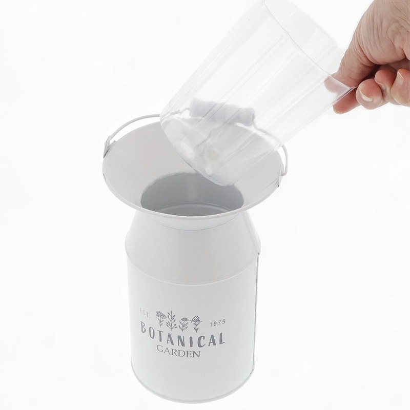 中山福 インテリアポット ボタニカルガーデン カップ付 S ホワイト NE-746 1個（ご注文単位1個）【直送品】