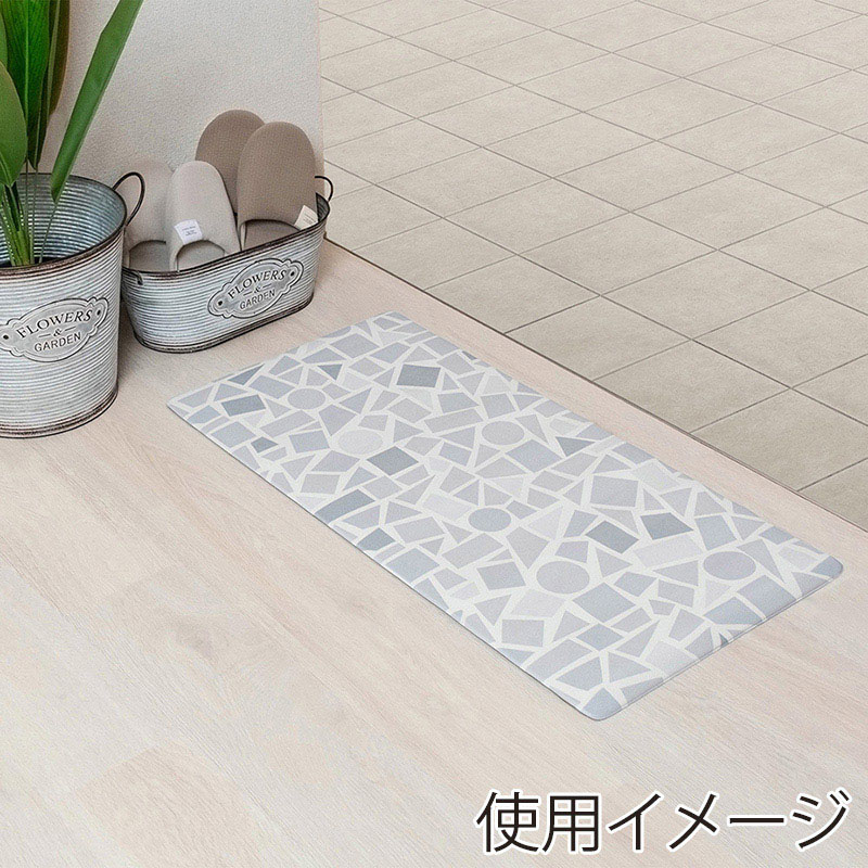 中山福 室内玄関マット 40×80cm ホワイト ストーン ND-5185 1個(ご注文単位1個)【直送品】