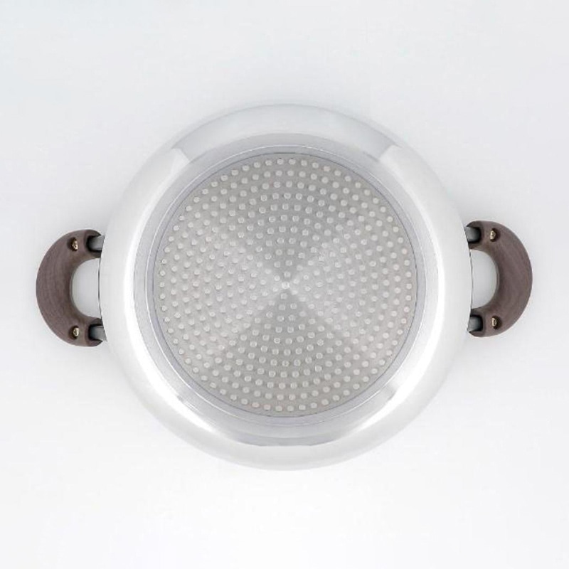 中山福 深型両手鍋 ミロワール ガラス蓋付 IH対応 24cm ミラー仕上げ ND-325 1個(ご注文単位1個)【直送品】