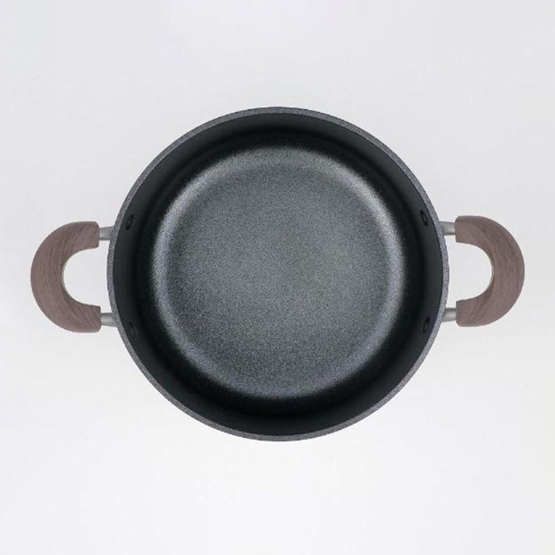 中山福 深型両手鍋 ミロワール ガラス蓋付 IH対応 24cm ミラー仕上げ ND-325 1個(ご注文単位1個)【直送品】