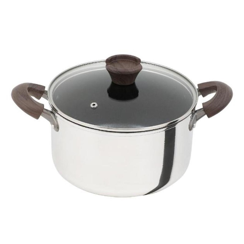 中山福 両手鍋 ミロワール ガラス蓋付 IH対応 22cm ミラー仕上げ ND-324 1個(ご注文単位1個)【直送品】