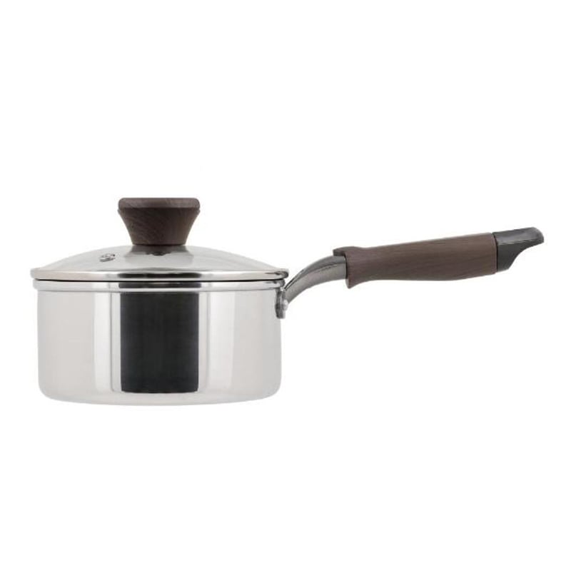 中山福 片手鍋 ミロワール ガラス蓋付 IH対応 16cm ミラー仕上げ ND-321 1個(ご注文単位1個)【直送品】