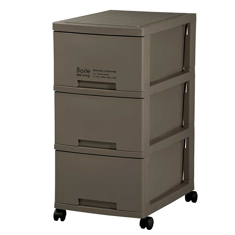 中山福 収納ケース 引き出し 3段 スリム ブラウン MA-4036 1個(ご注文単位1個)【直送品】