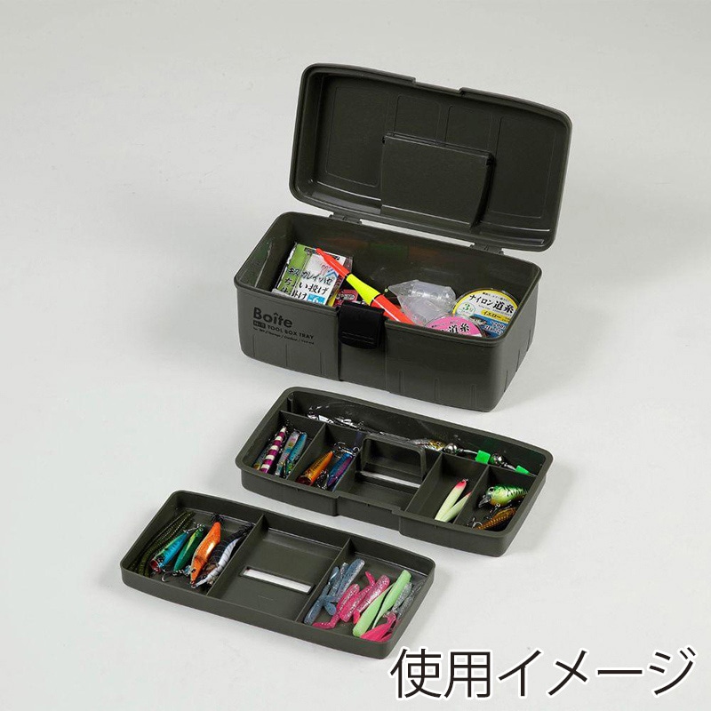 中山福 工具箱 ツールボックス Boite 中皿式 カーキ MA-4025 1個(ご注文単位1個)【直送品】