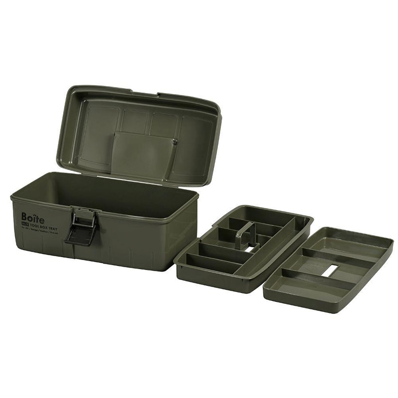 中山福 工具箱 ツールボックス Boite 中皿式 カーキ MA-4025 1個(ご注文単位1個)【直送品】