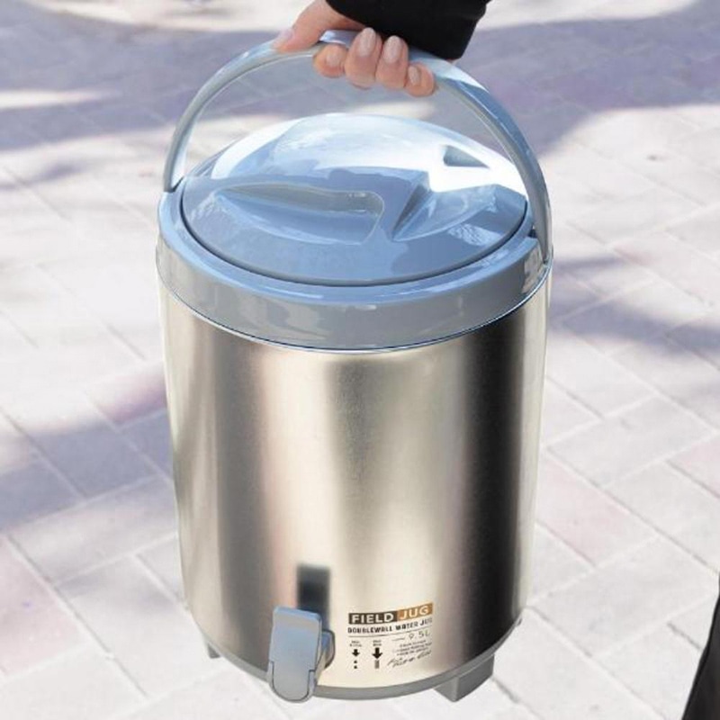 中山福 ウォータージャグ コップ2個付 9.5L シルバー MA-1923 1個(ご注文単位1個)【直送品】