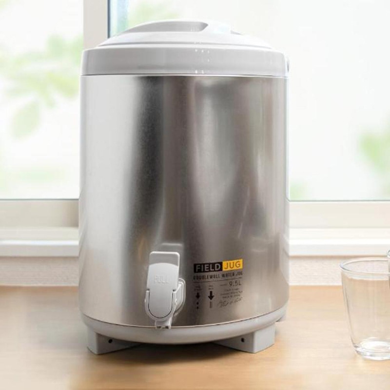 中山福 ウォータージャグ コップ2個付 9.5L シルバー MA-1923 1個(ご注文単位1個)【直送品】