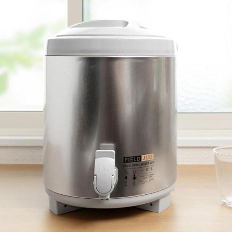 中山福 ウォータージャグ コップ2個付 8.1L シルバー MA-1922 1個(ご注文単位1個)【直送品】