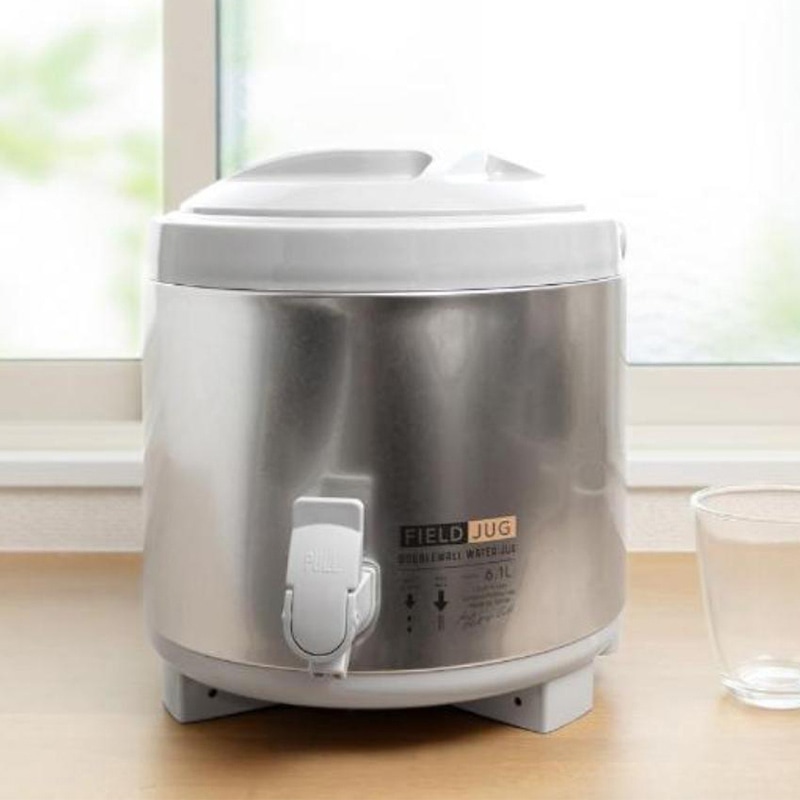 中山福 ウォータージャグ コップ2個付 6.1L シルバー MA-1921 1個(ご注文単位1個)【直送品】