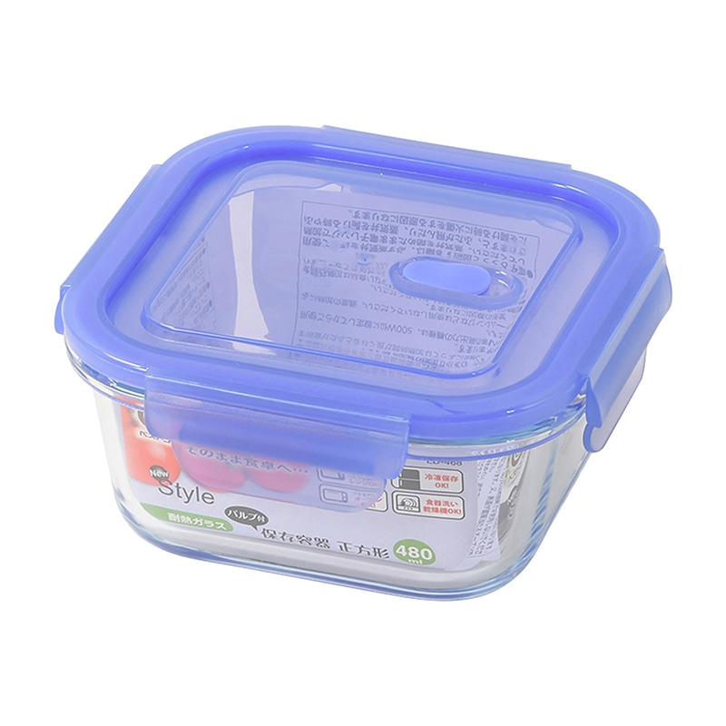 リバティコーポレーション 保存容器 耐熱ガラス 正方形 480ml LD-468 1個（ご注文単位1個）【直送品】