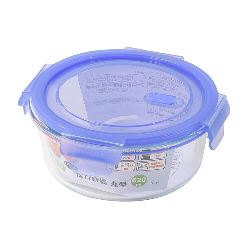 リバティコーポレーション 保存容器 耐熱ガラス 丸型 620ml LD-466 1個（ご注文単位1個）【直送品】