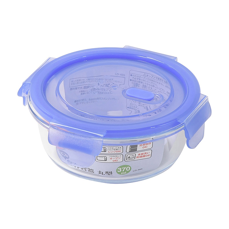 リバティコーポレーション 保存容器 耐熱ガラス 丸型 370ml LD-465 1個（ご注文単位1個）【直送品】