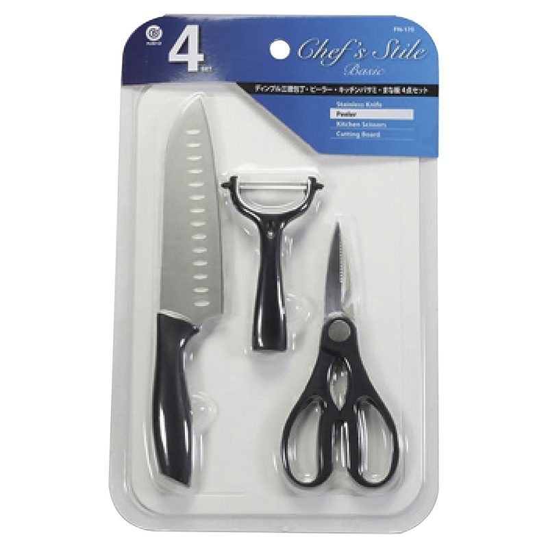 パール金属 キッチンツール4点セット 三徳ディンプル包丁 FN-170 1個(ご注文単位1個)【直送品】